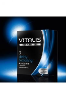 Презервативы ''VITALIS'' PREMIUM №3 deiay & cooling - с охлаждающим эффектом (ширина 53mm), Категория - Презервативы/Классические презервативы, Атрикул 0T-00005027 Изображение 1