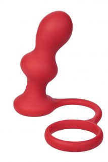 Анальная втулка TOYFA Black&Red с эрекционным кольцом, силиконовая, красная, 10 см, Категория - Секс-игрушки/Анальные игрушки/Анальные пробки и втулки, Атрикул 0T-00006067 Изображение 1
