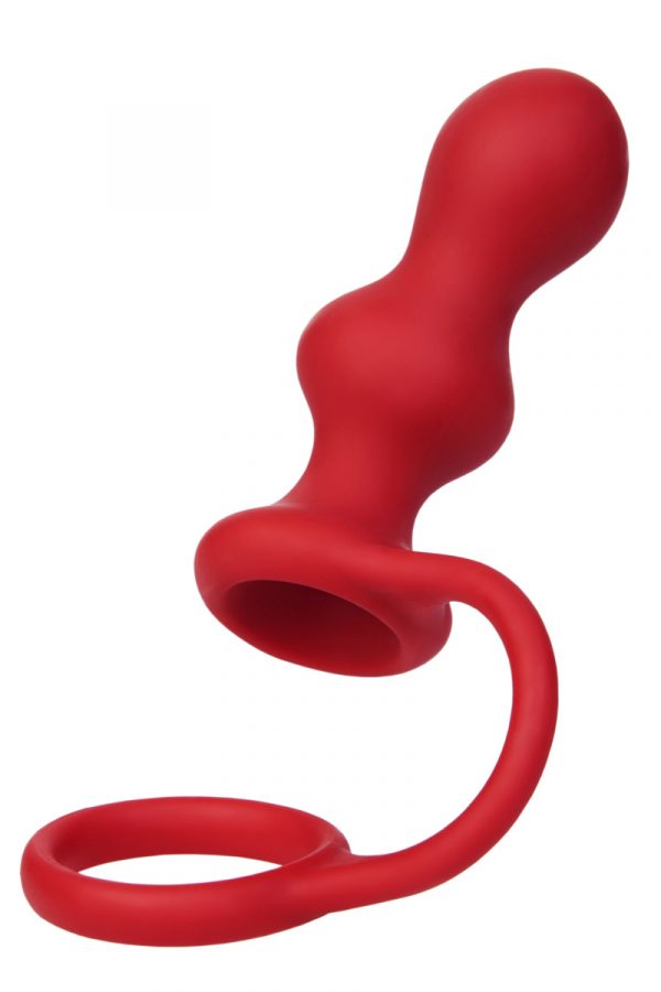 Анальная втулка TOYFA Black&Red с эрекционным кольцом, силиконовая, красная, 10 см, Категория - Секс-игрушки/Анальные игрушки/Анальные пробки и втулки, Атрикул 0T-00006067 Изображение 2