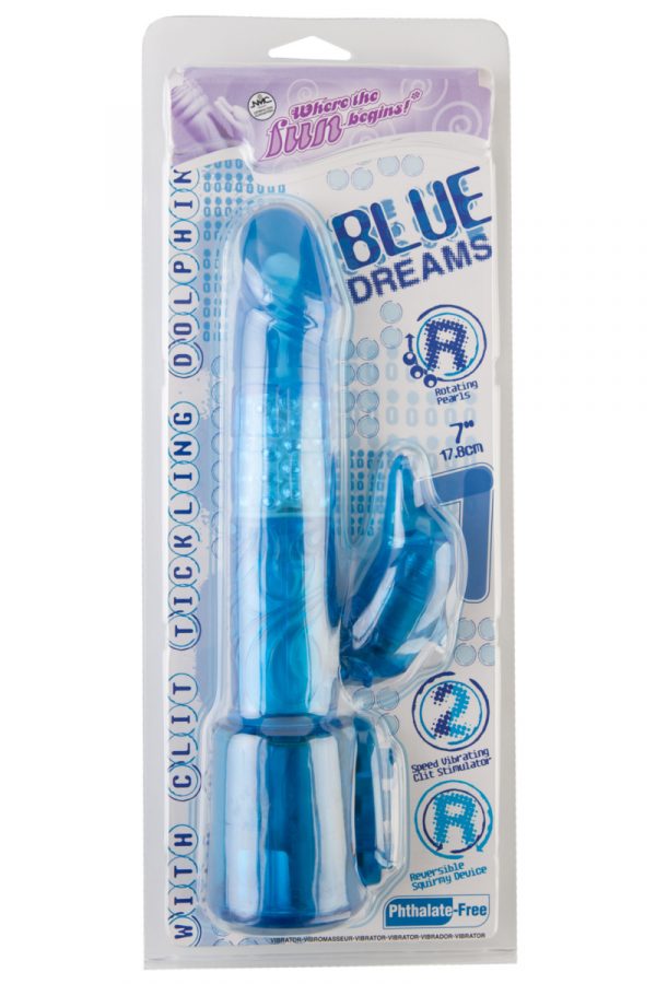 Вибратор NMC Blue Dream с клиторальным стимулятором в форме «дельфина», многофункциональный, с ротацией, 17,8 см, Категория - Секс-игрушки/Вибраторы/Вибраторы с клиторальным стимулятором, Атрикул 0T-00007188 Изображение 2