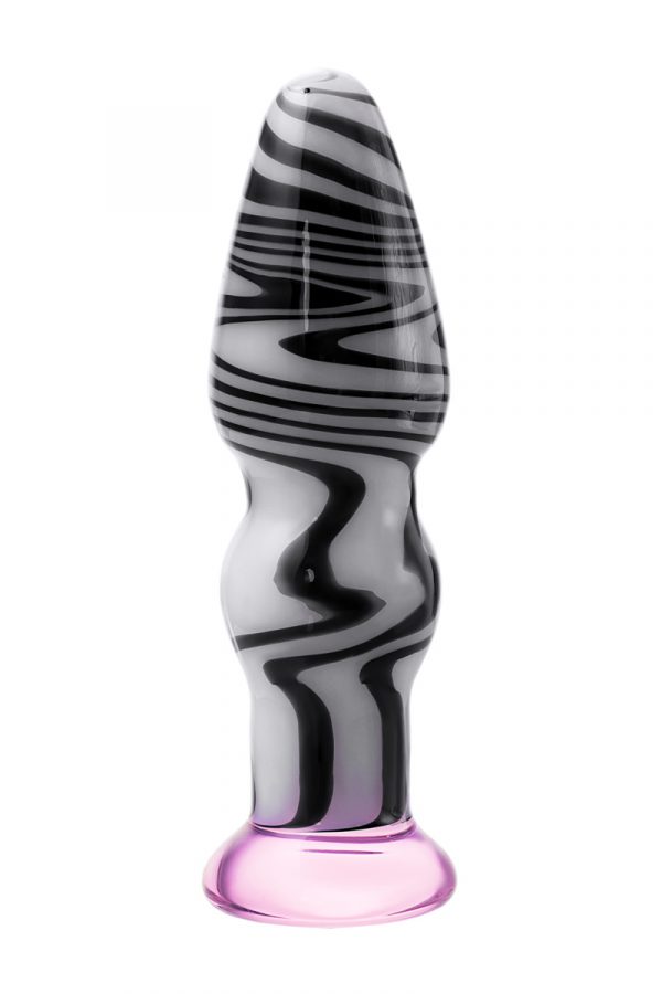 Анальная втулка Sexus Glass, стеклянная, бело-чёрная, 11,6 см, Категория - Секс-игрушки/Анальные игрушки/Анальные пробки и втулки, Атрикул 0T-00007358 Изображение 2