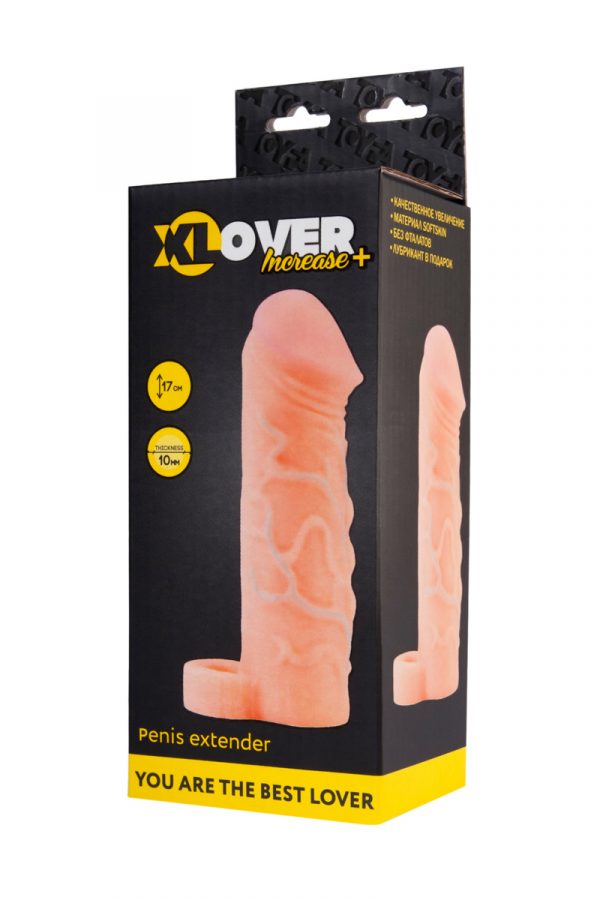 Насадка ToyFa XLover Increase+ для увеличения размера, реалистичная, с кольцом,TPR, телесный, 17 см, Категория - Секс-игрушки/Кольца и насадки/Насадки на пенис, Атрикул 0T-00007730 Изображение 3