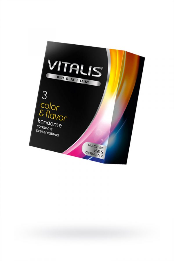 Презервативы ''VITALIS'' PREMIUM №3 color & flavor - цветные/ароматизированные (ширина 53mm), Категория - Презервативы/Классические презервативы, Атрикул 0T-00010001 Изображение 1