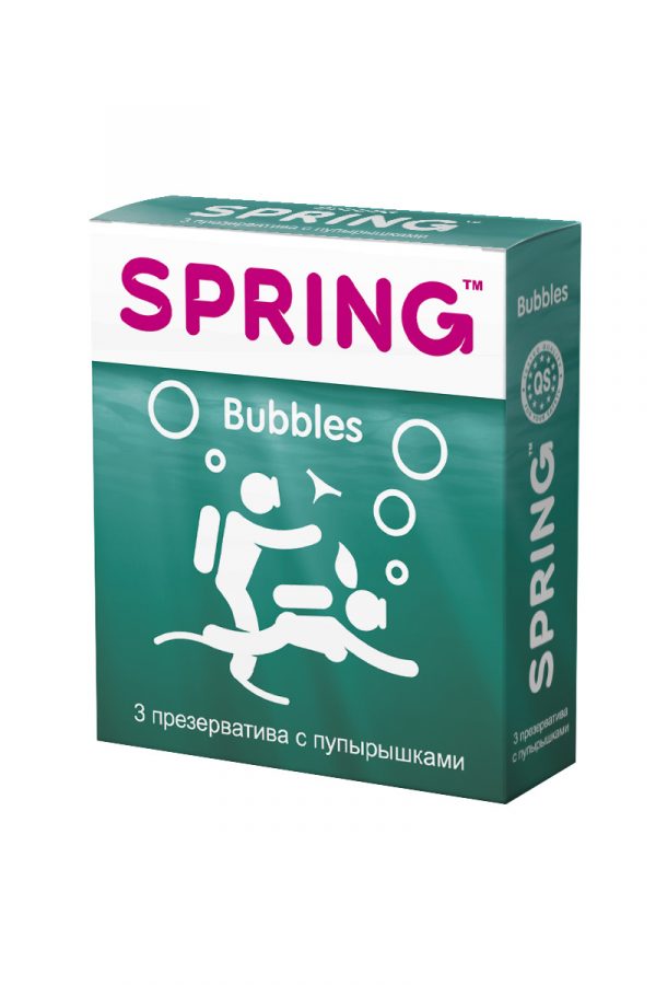Презервативы Spring Bubbles, с точечной поверхностью, латекс, 3 шт, Категория - Презервативы/Рельефные и фантазийные презервативы, Атрикул 0T-00007134 Изображение 2