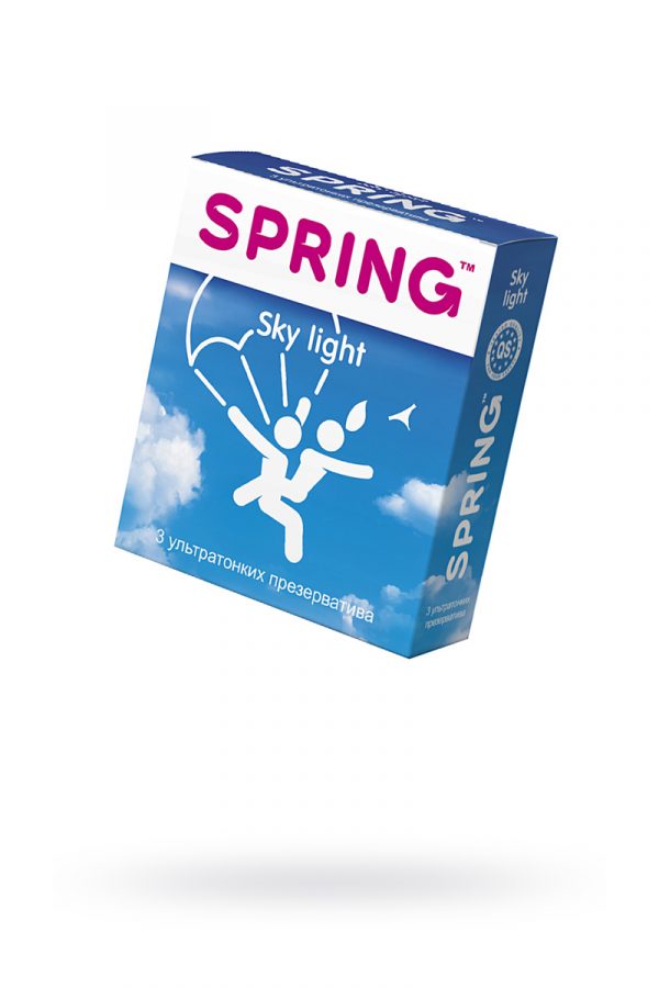 Презервативы Spring Sky Light, с гладкой поверхностью, ультратонкие, латекс, 3 шт, Категория - Презервативы/Классические презервативы, Атрикул 0T-00007135 Изображение 1