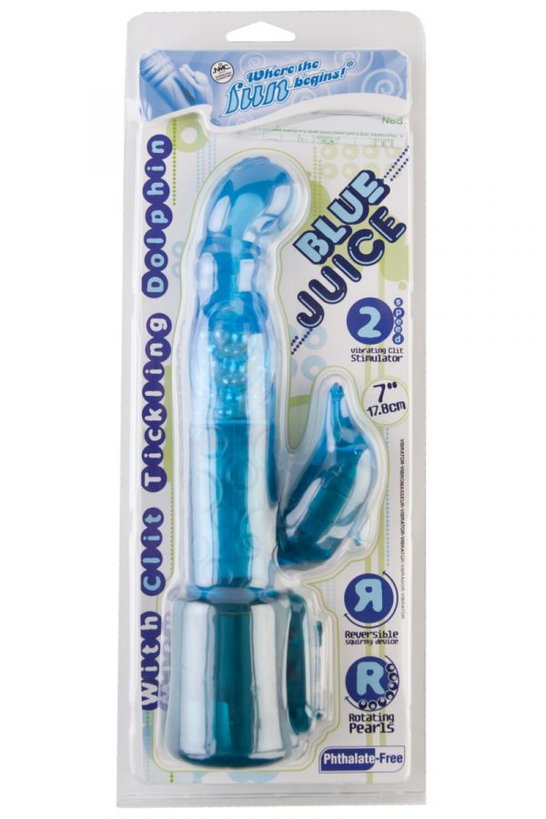 Вибратор NMC Blue Juice с клиторальным стимулятором в форме «дельфина», многофункциональный, с ротацией, 17,8 см, Категория - Секс-игрушки/Вибраторы/Вибраторы с клиторальным стимулятором, Атрикул 0T-00007187 Изображение 3