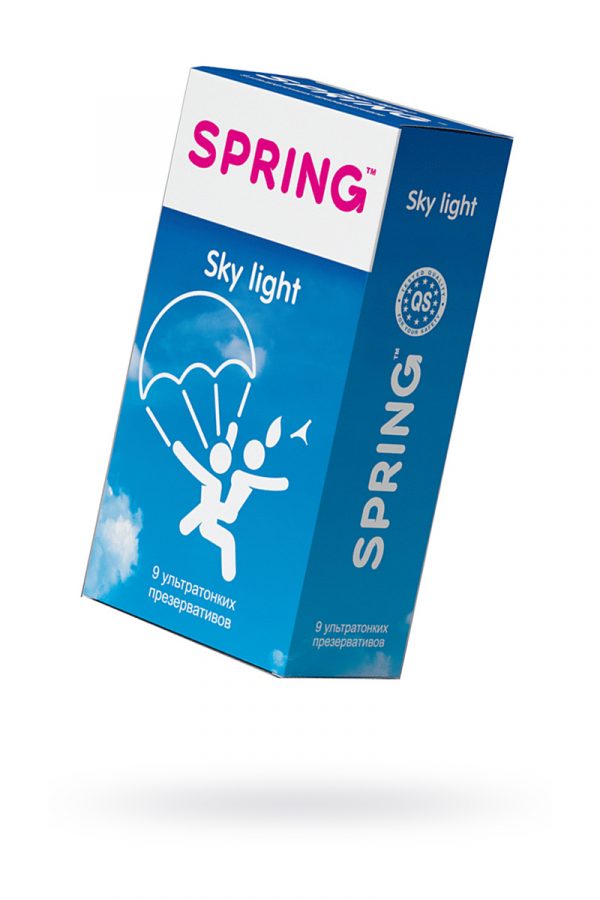 Презервативы Spring Sky Light, с гладкой поверхностью, ультратонкие, латекс, 9 шт, Категория - Презервативы/Классические презервативы, Атрикул 0T-00007530 Изображение 1