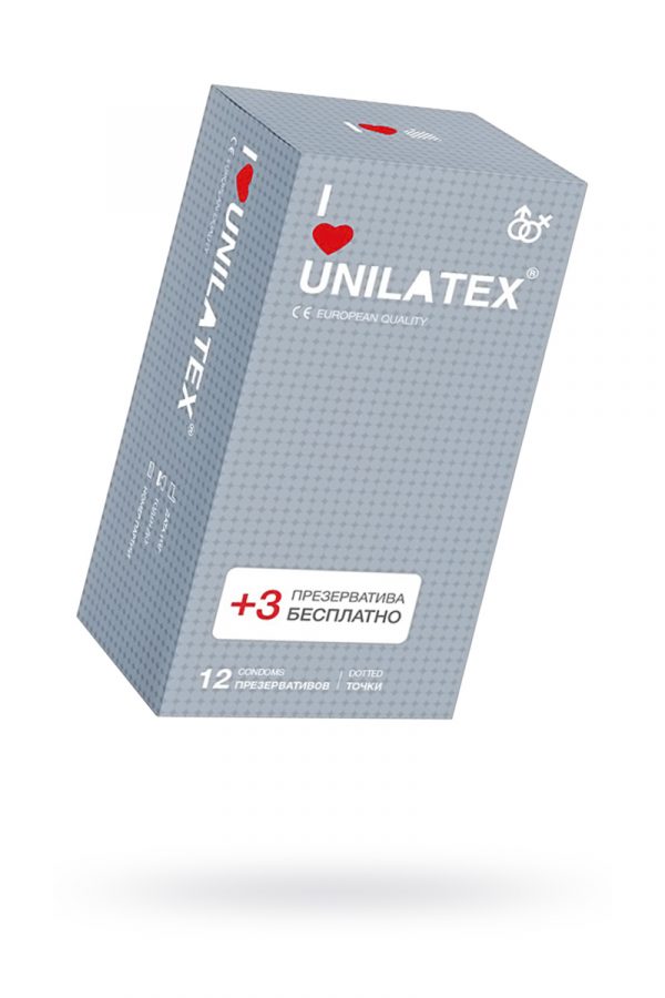 Презервативы Unilatex Dotted №12 с точками, Категория - Презервативы/Рельефные и фантазийные презервативы, Атрикул 0T-00009299 Изображение 1