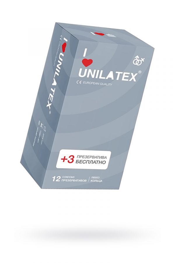 Презервативы Unilatex Ribbed №12 ребристые, Категория - Презервативы/Рельефные и фантазийные презервативы, Атрикул 0T-00009297 Изображение 1