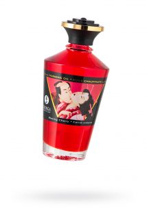 Масло для массажа Shunga Пылкая вишня, разогревающее, 100 мл, Категория - Интимная косметика/Средства для массажа/Гели и масла, Атрикул 0T-00009668 Изображение 1