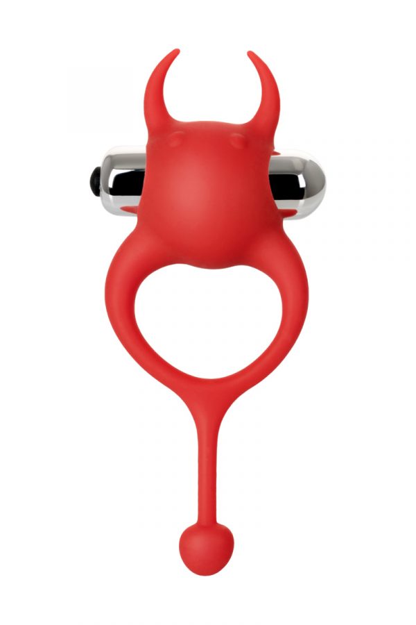 Виброкольцо с хвостиком JOS NICK, силикон, красный, 13,5 см, Категория - Секс-игрушки/Кольца и насадки/Кольца на пенис, Атрикул 0T-00012483 Изображение 3