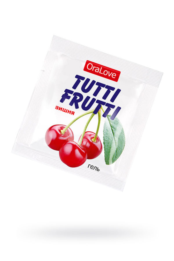 Съедобная гель-смазка TUTTI-FRUTTI для орального секса со вкусом вишни, 4 гр по 20 шт в упаковке, Категория - Гели, смазки и лубриканты/Съедобные гели и смазки, Атрикул 0T-00014762 Изображение 1