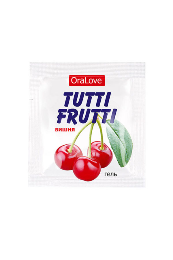 Съедобная гель-смазка TUTTI-FRUTTI для орального секса со вкусом вишни, 4 гр по 20 шт в упаковке, Категория - Гели, смазки и лубриканты/Съедобные гели и смазки, Атрикул 0T-00014762 Изображение 2