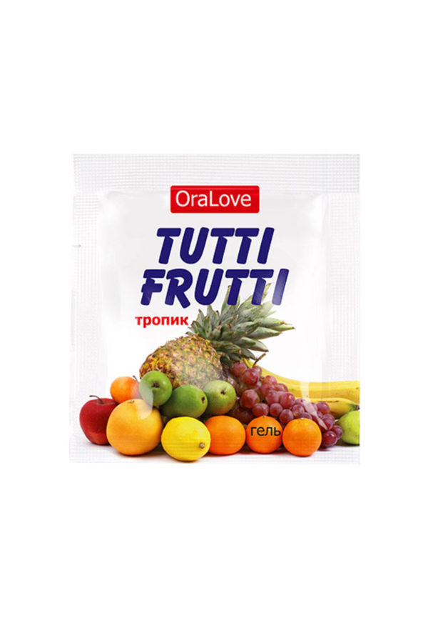 Съедобная гель-смазка TUTTI-FRUTTI для орального секса со вкусом экзотических фруктов ,4гр по 20 шт в упаковке, Категория - Гели, смазки и лубриканты/Съедобные гели и смазки, Атрикул 0T-00014756 Изображение 2